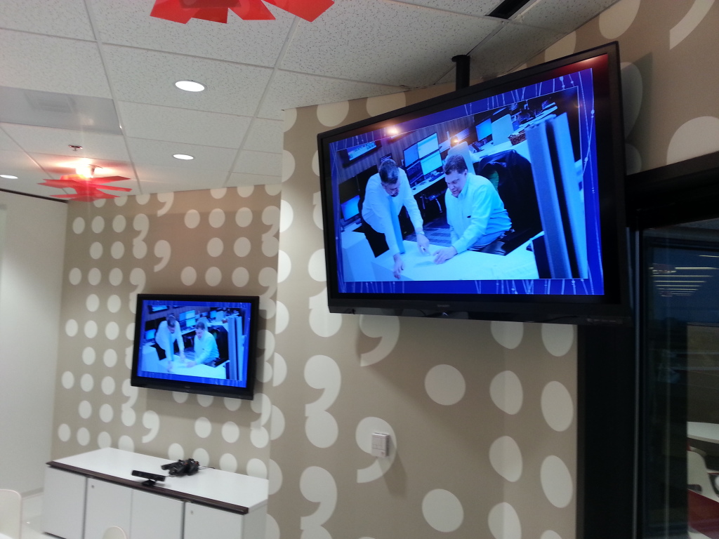 audio/visual displays at company offices